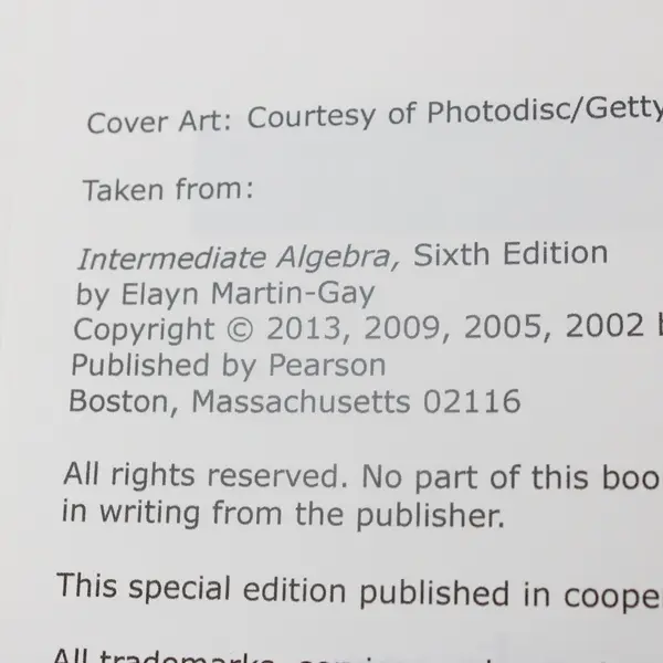 Intermediate Algebra 6th Edition Elayn Martin-Gay Pearson Linn-Benton Custom
