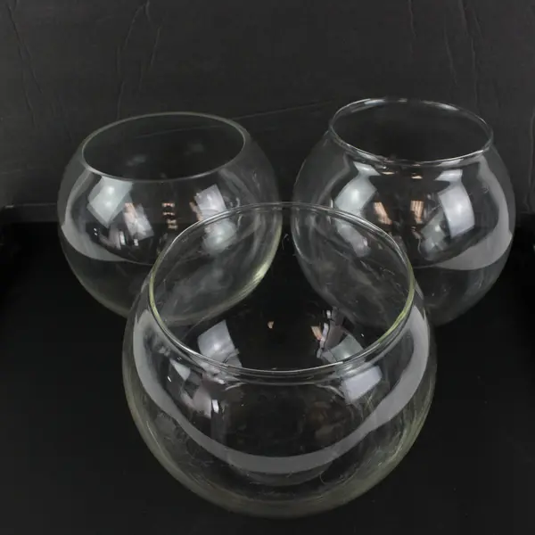 Lot of 3 Clear Glass Bubble Bowls Fish Bowls Decorative Vessels