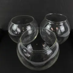 Lot of 3 Clear Glass Bubble Bowls Fish Bowls Decorative Vessels