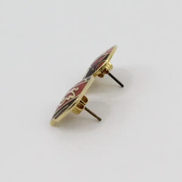Pair of Vintage Cloisonne Enamel Elephant Stud Earrings 1980s