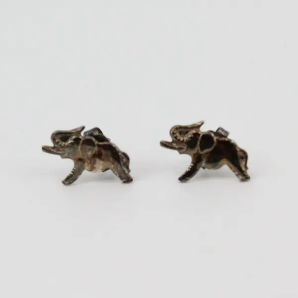 Lot of 3 Pairs Vintage Tiny Elephant Earrings 1 pair is white celluloid plastic 