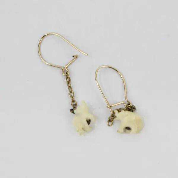 Lot of 3 Pairs Vintage Tiny Elephant Earrings 1 pair is white celluloid plastic 
