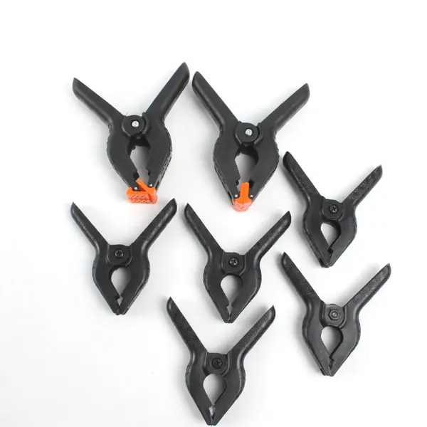 Lot of 7 Heavy-Duty Black Plastic Spring Clamps Crafts Photography Woodworking