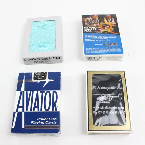 Lot of 4 Playing Card Decks PJ Helicopters Sunset Station Northern Quest Aviator