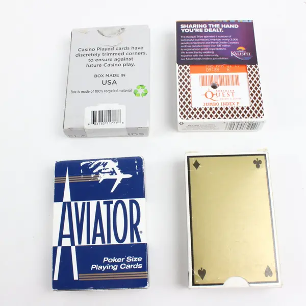 Lot of 4 Playing Card Decks PJ Helicopters Sunset Station Northern Quest Aviator