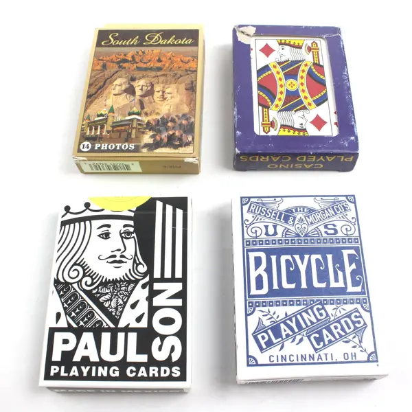 Lot of 4 Used Playing Cards South Dakota Casino Paulson Russell Morgan Bicycle