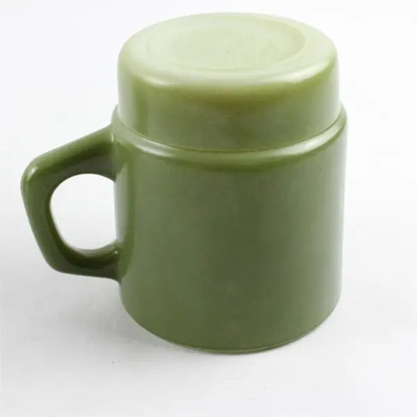 Set of 2 60's Vintage Anchor Hocking Fire King Ware Green Stackable Mug 