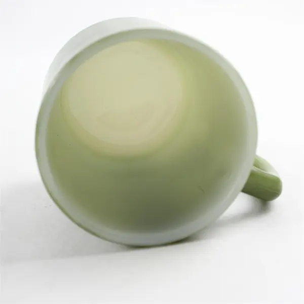 Set of 2 60's Vintage Anchor Hocking Fire King Ware Green Stackable Mug 
