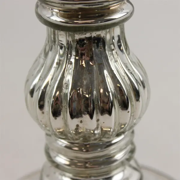 Set of 2 Mercury Glass Pedestal Candle Holders Silver Finish