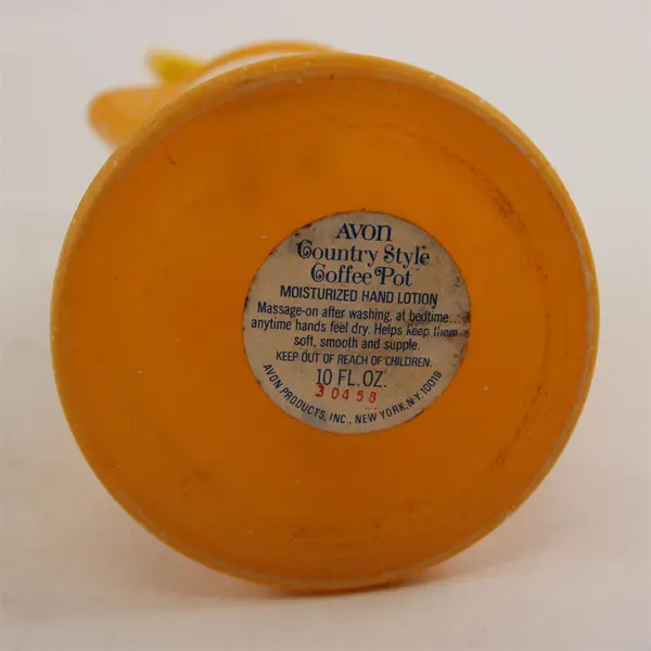 Vintage Avon Country Style Yellow/Orange Coffee Pot Shaped Dispenser 10 fl oz