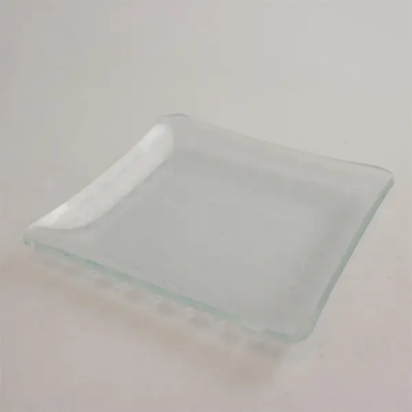 Square Glass Decorative Plate White Lace Cherub I Love You Multilingual