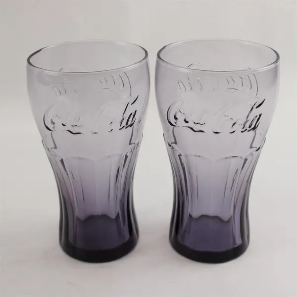 Set of 2 Libbey Coca-Cola 16 oz Purple Embossed Glasses
