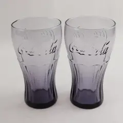 Set of 2 Libbey Coca-Cola 16 oz Purple Embossed Glasses
