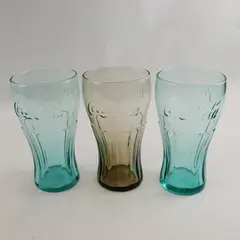 Lot of 3 Libbey Coca-Cola Glasses Amber & Blue Tint Collectible
