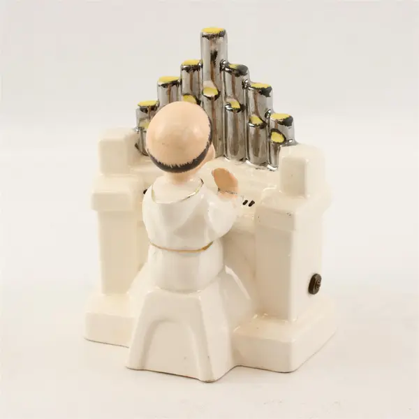 Vintage Wadeco Ceramic Monk Pipe Organ Music Box Silent Night Wind Up
