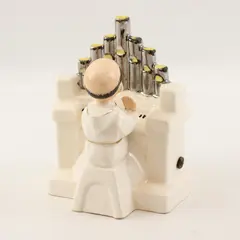 Vintage Wadeco Ceramic Monk Pipe Organ Music Box Silent Night Wind Up