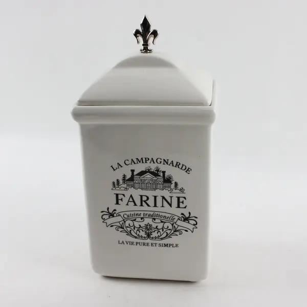 American Atelier at Home Farine La Campagnarde Canister Fleur-de-lis Lid