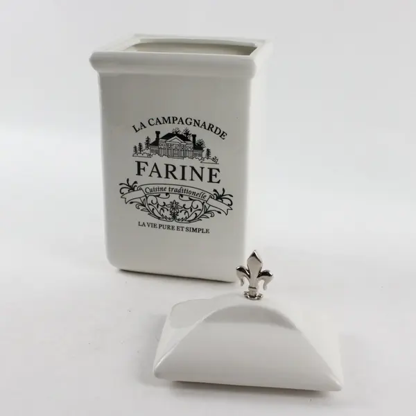 American Atelier at Home Farine La Campagnarde Canister Fleur-de-lis Lid