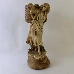 Vintage Marwal Ind Inc Peasant Girl with Basket 17in Chalkware Sculpture