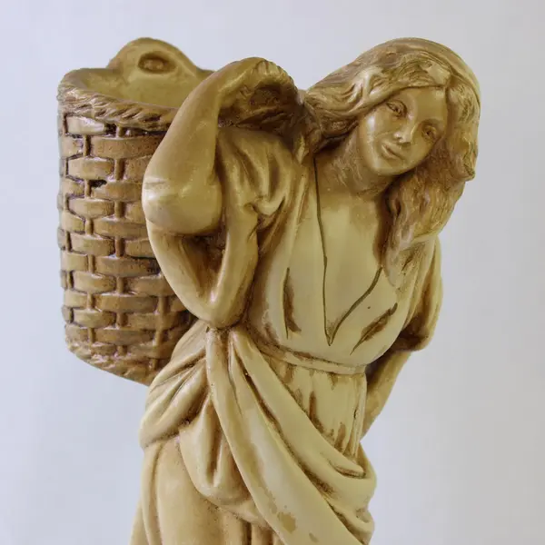 Vintage Marwal Ind Inc Peasant Girl with Basket 17in Chalkware Sculpture
