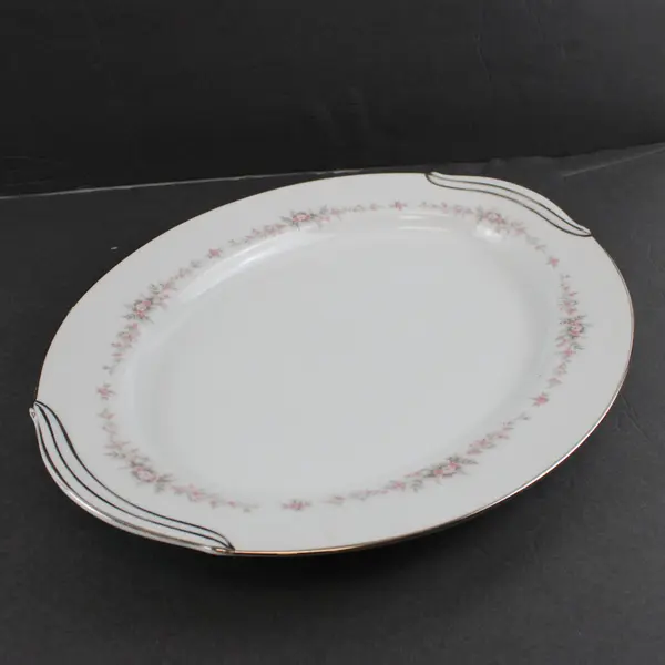 Set of 2 Noritake Rosepoint White Platinum Platters 14" & 12"