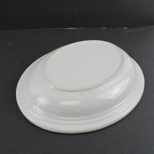Set of 2 Homer Laughlin Restaurant Ware Platters Burgundy Blue Stripes