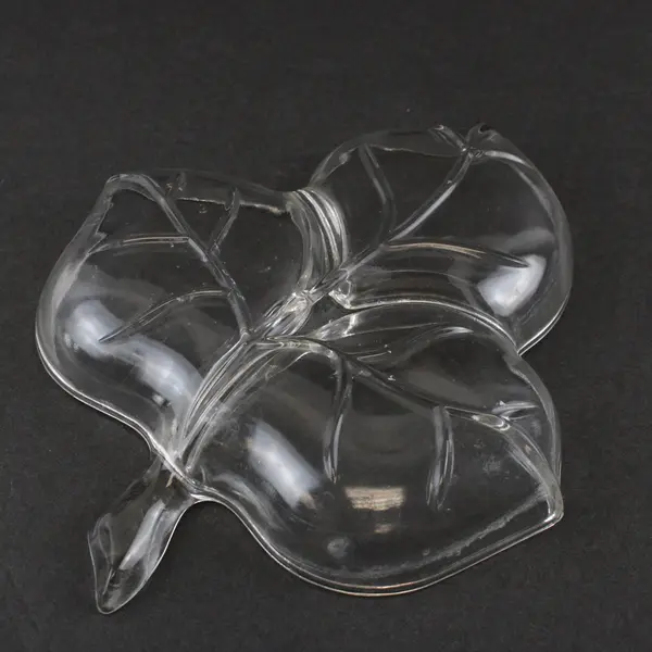 Set of 2 Hazel Atlas Clear Glass Vintage Leaf Dishes Relish Nut Candy