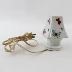 Vintage White Porcelain Accent Lamp Hand-Painted Butterfly Insect