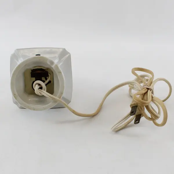 Vintage White Porcelain Accent Lamp Hand-Painted Butterfly Insect
