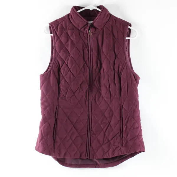 Croft & Barrow Women's Purple Diamond Quilted Suede Zip Vest Size S