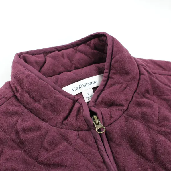 Croft & Barrow Women's Purple Diamond Quilted Suede Zip Vest Size S