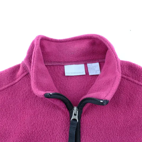 NorthWestBlue Women's M Pink Magenta Fleece Zip-Up Vest Black Trim