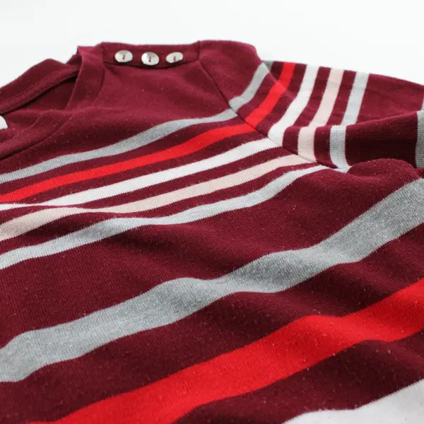 Liz Claiborne Women's Small Striped 3/4 Sleeve Top Red Pink Gray