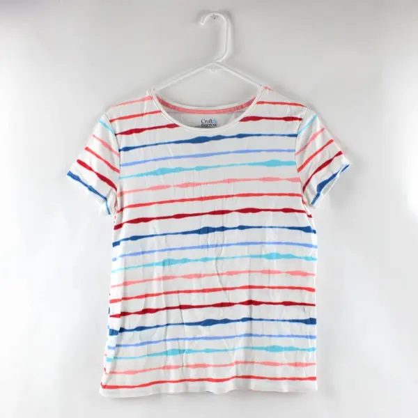 Croft & Barrow Women's Small Multicolor Striped Casual T-Shirt Top