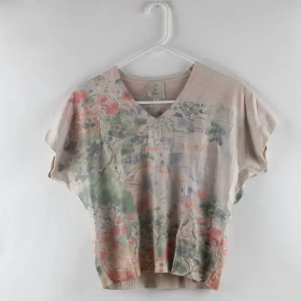 Sioni Women's XS Multicolor Seaside Village Print Top