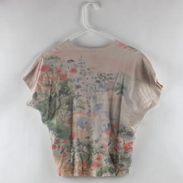 Sioni Women's XS Multicolor Seaside Village Print Top
