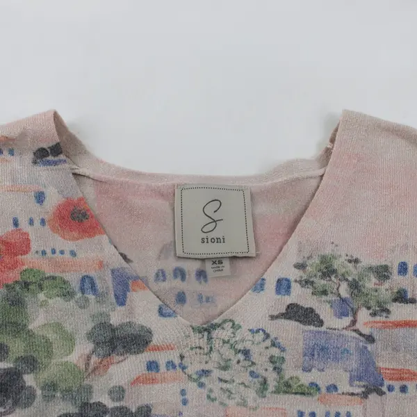 Sioni Women's XS Multicolor Seaside Village Print Top