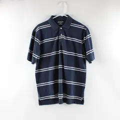 St. John's Bay Men's Medium Navy Blue White Striped Polo Shirt