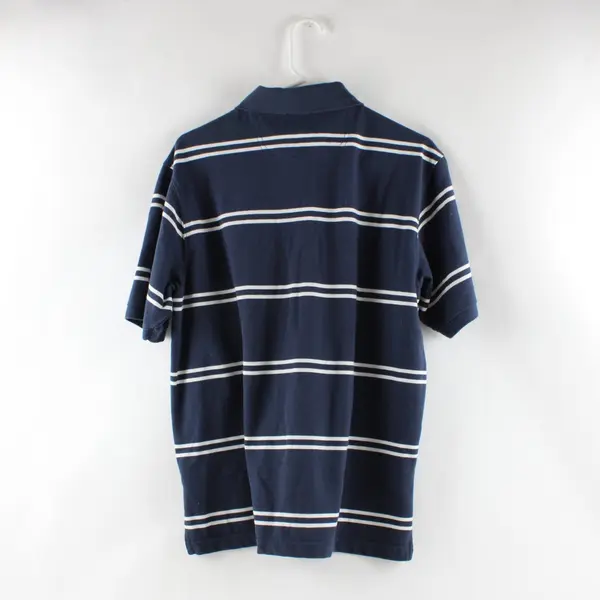 St. John's Bay Men's Medium Navy Blue White Striped Polo Shirt