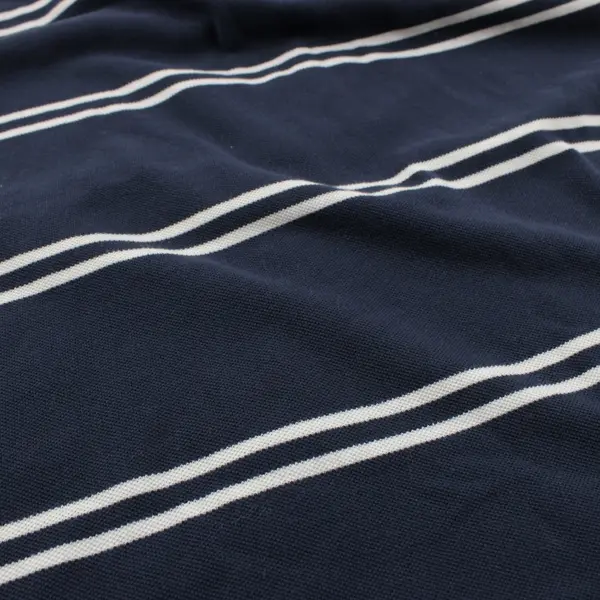 St. John's Bay Men's Medium Navy Blue White Striped Polo Shirt