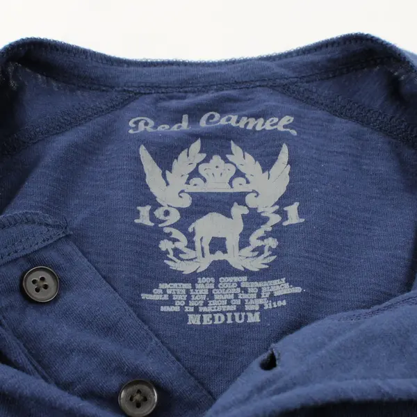 Red Camel Men's Navy Blue Long Sleeve Henley Shirt Medium