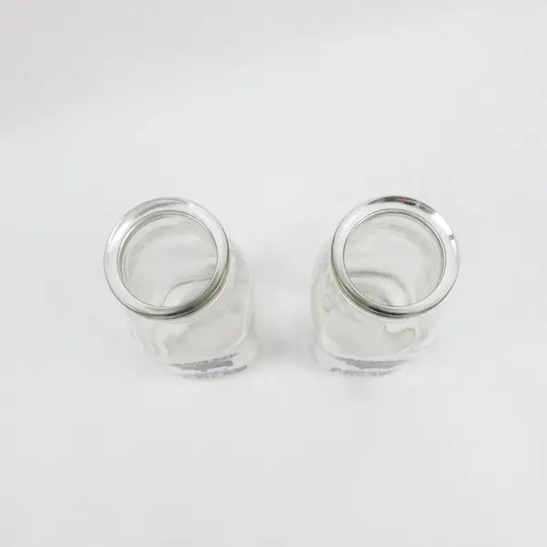Lot of 2 Vintage Brookside Farm Dairy Half-Pint Glass Cream Bottles, 5.8" Tall 