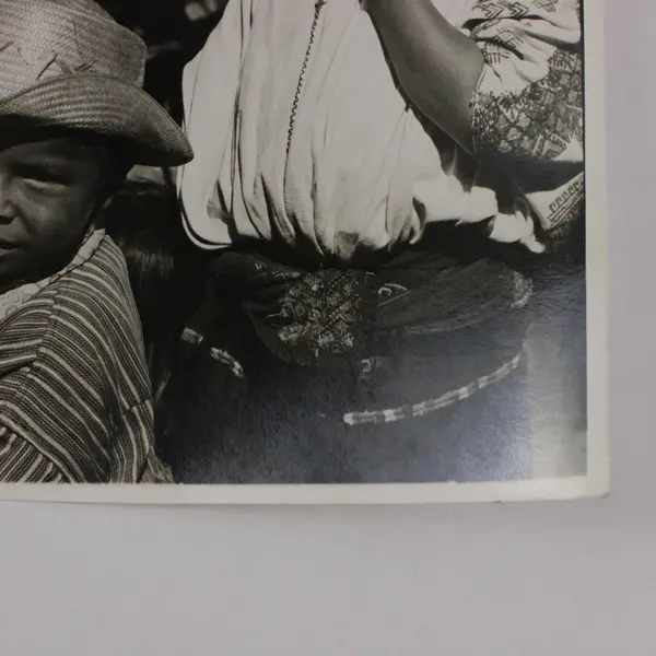 Vintage Black & White Man & Girl Rural Mexico Portrait 6x9 Photo