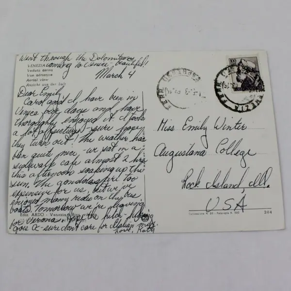 Lot Of 2 Vintage 1963 Italy Postcards Rome Venice Used