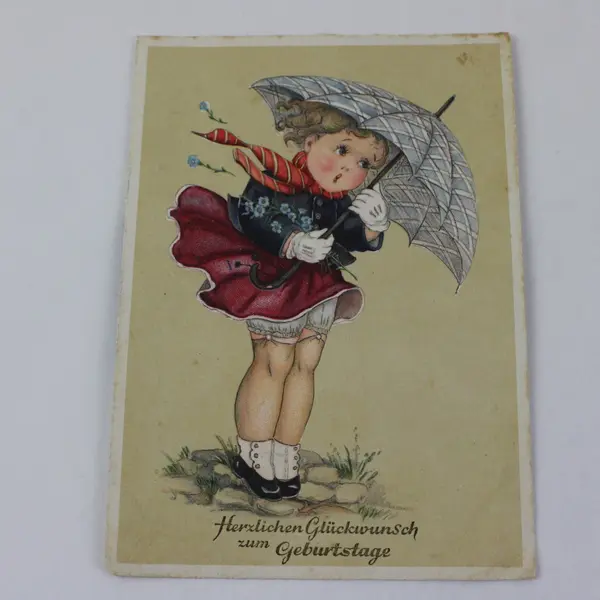 Lot of 3 Vintage European Birthday Greeting Cards German Polish Finnish