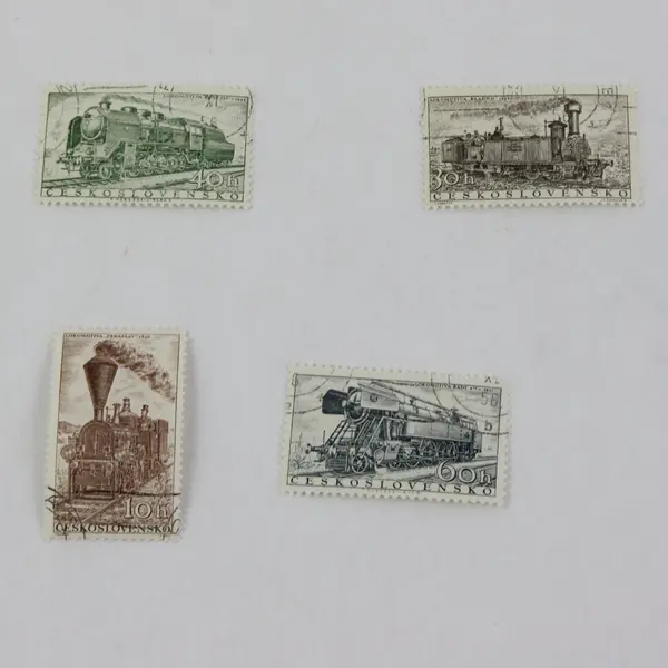 Lot Of 4 Czechoslovakia 1956 Steam Locomotives Stamps SC #770-74 Used
