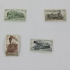 Lot Of 4 Czechoslovakia 1956 Steam Locomotives Stamps SC #770-74 Used