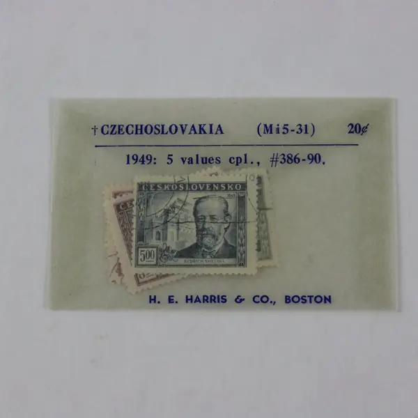Lot of 5 1949 Czechoslovakia Used Stamps Scott #386-390 Famous Figures