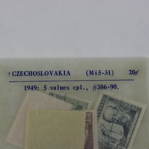 Lot of 5 1949 Czechoslovakia Used Stamps Scott #386-390 Famous Figures