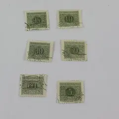 Lot Of 6 Czechoslovakia 1954 Postage Due 5/10/30/50/60/95 Heller Stamps Used